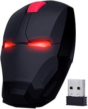 Wireless Iron Man Mouse 2.4G Optical Computer Mouse for Desktop Laptop PC Mac (Black)