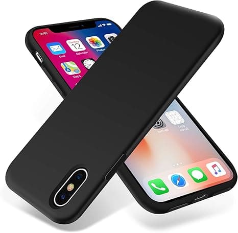 OTOFLY for iPhone X Case, [Silky and Soft Touch Series] Premium Soft Silicone Rubber Full-Body Protective Bumper Case Compatible with Apple iPhone X(ONLY) - Black