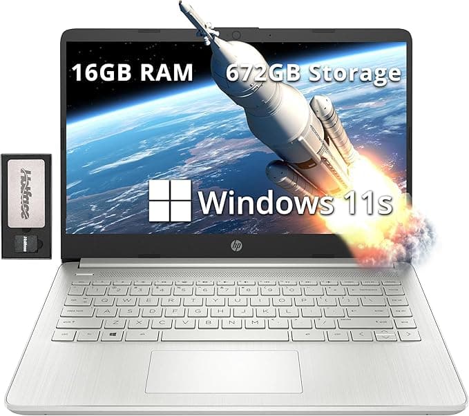 HP Stream 14" HD BrightView Laptop, Intel Pentium Silver N5030, 16GB RAM, 672GB Storage(512GB SSD + 160GB Docking Station Set), Intel UHD Graphics, Fast Charge, 1 Year Office 365, Win 11 S, Silver